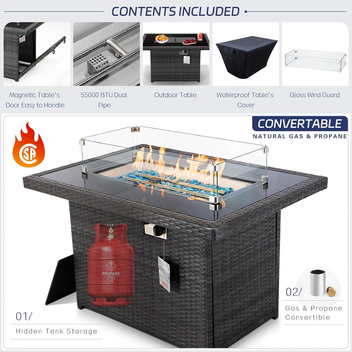 Spacious Comfort Meets Style: Exploring BULEXYARD's Patio Set with Fire Pit