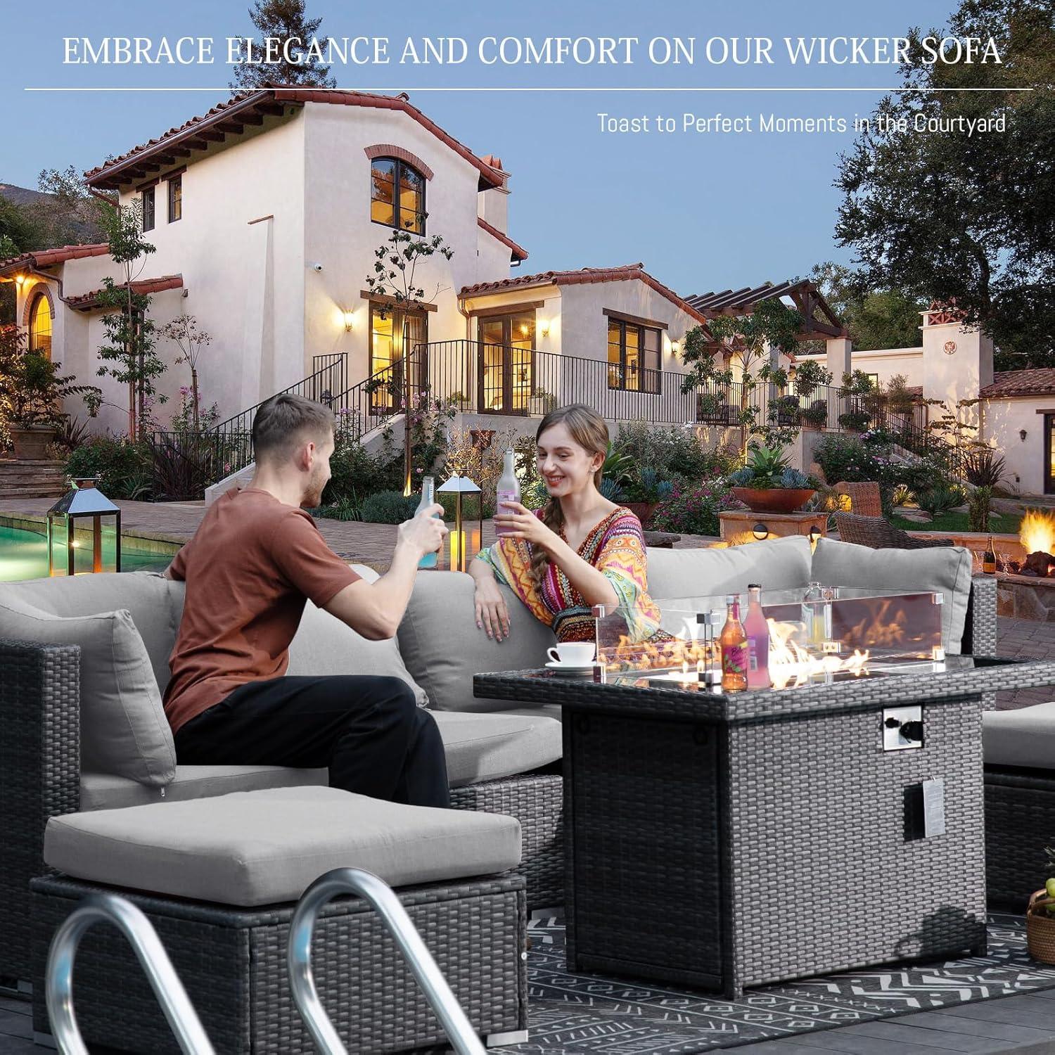 Spacious Comfort Meets Style: Exploring BULEXYARD's Patio Set with Fire Pit