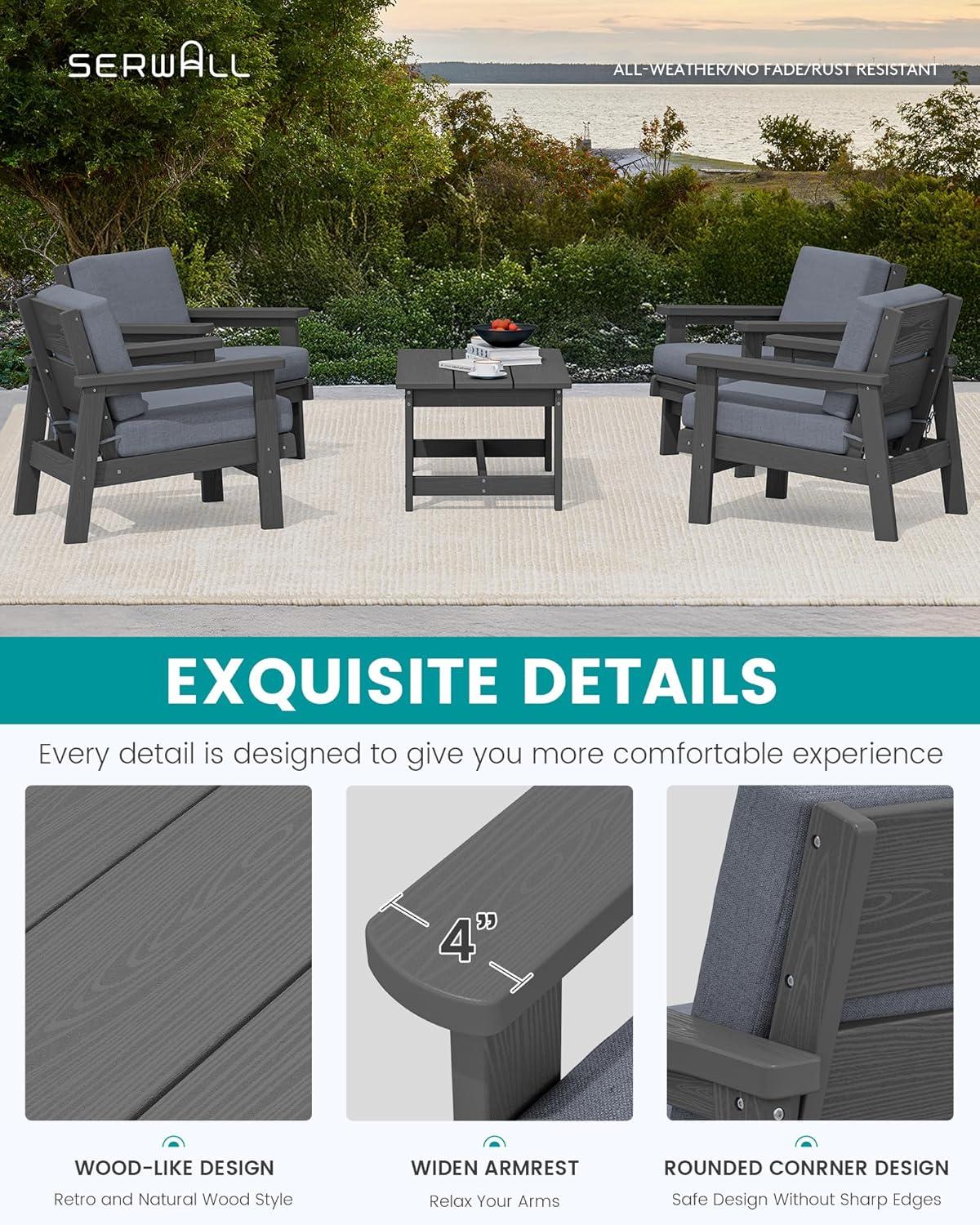 Spacious ‍& weatherproof: HDPE Patio Set for Relaxing Outdoors