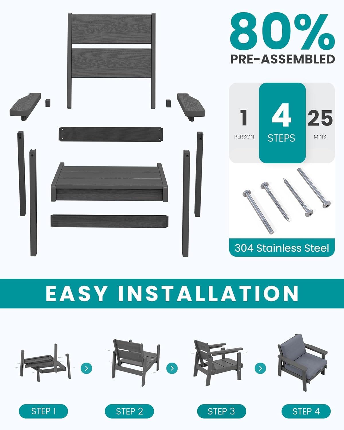 Spacious & Weatherproof: HDPE patio Set for Relaxing Outdoors