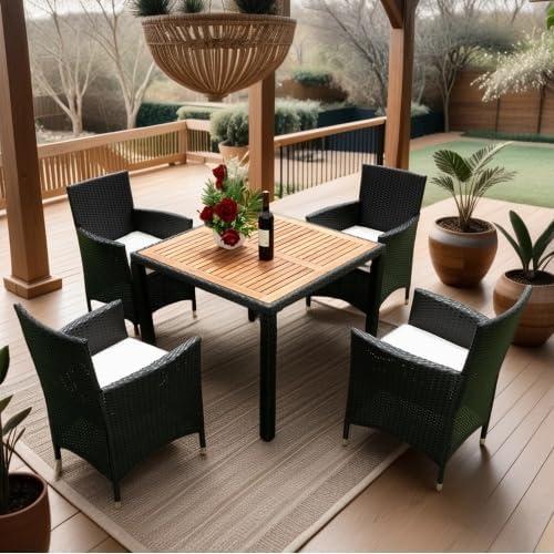 Stylish & durable 5-Piece Wicker ⁣Dining Set for‌ Outdoor ‌Spaces