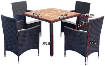 Stylish & Durable ⁢5-Piece Wicker​ Dining Set for Outdoor Spaces