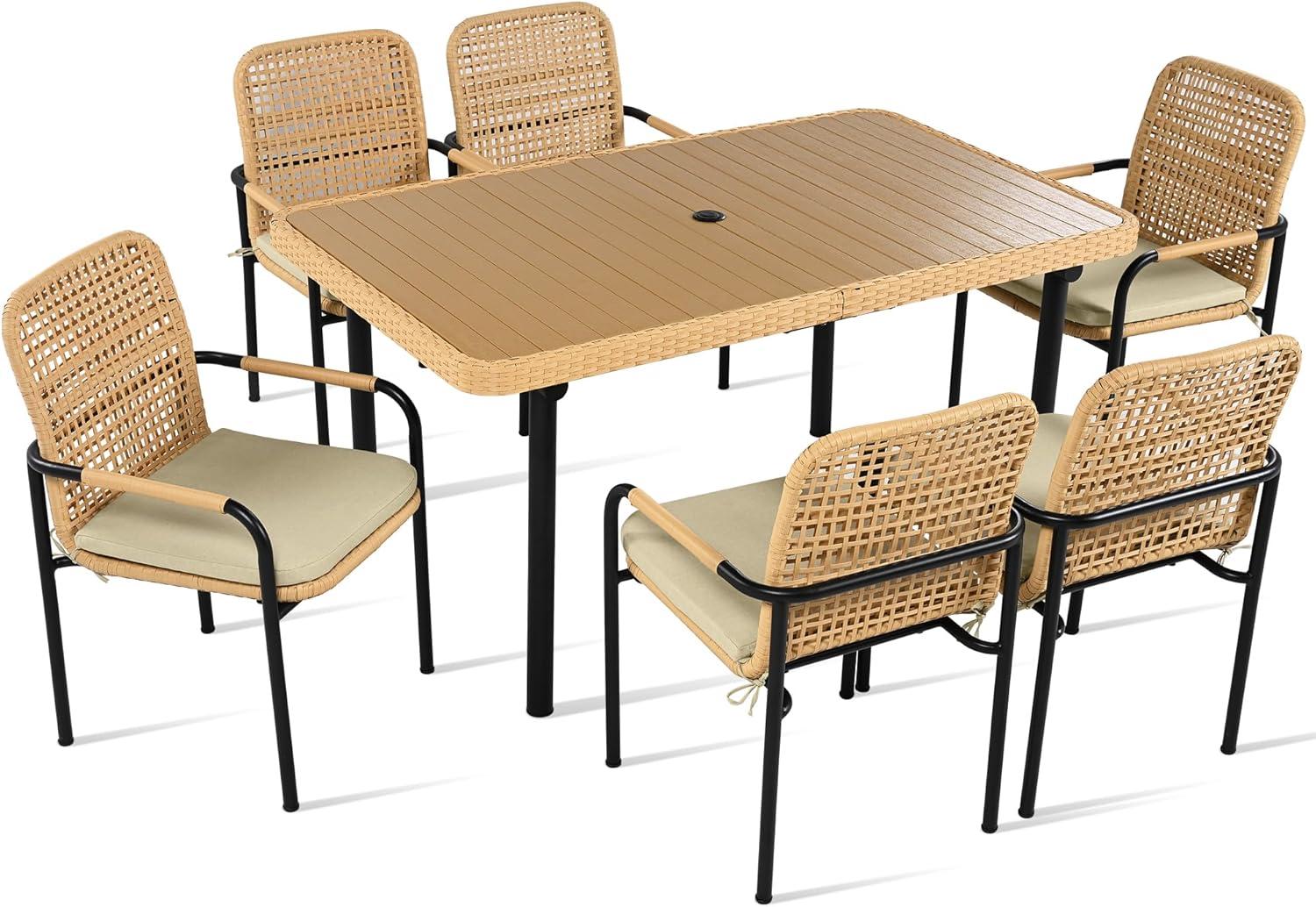 Table Set 7 Piece Patio Dining⁣ - your patio's weekly hub