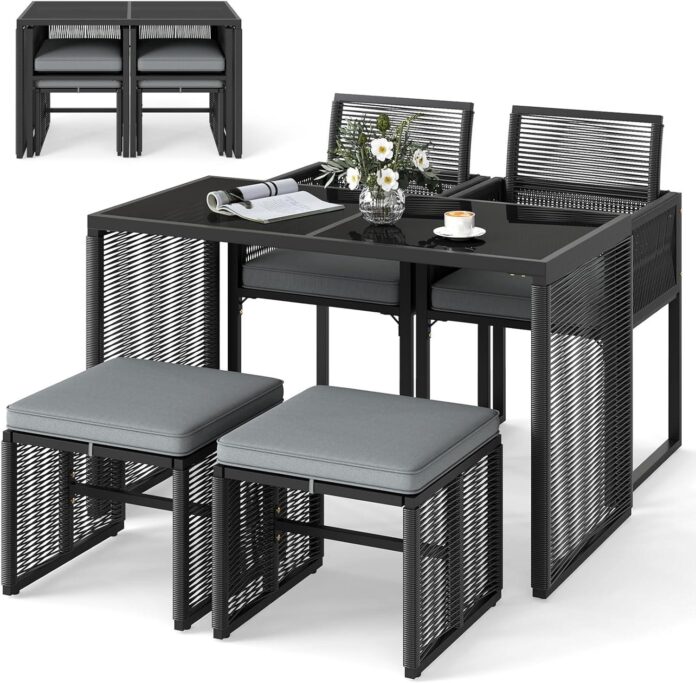 Tangkula 5 Pieces Pe Wicker Patio Dining Set For Your Yard