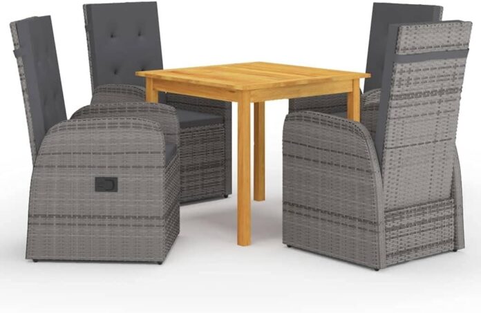Vidaxl Gray 5 Piece Outdoor Patio Dining Set Your Patio