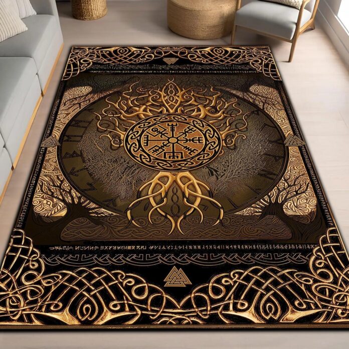 Viking Tree of Life Norse Decor Area Rug in your entry
