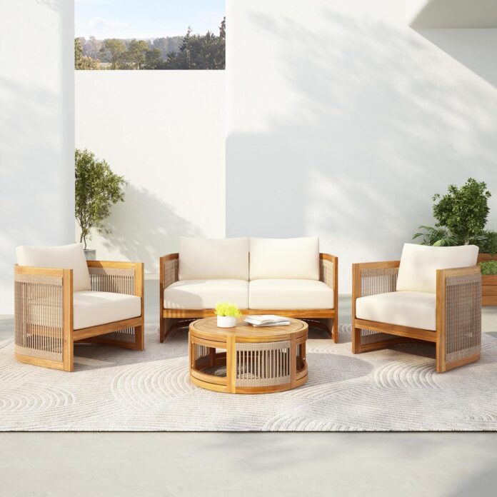 4 Piece Patio Furniture Set Teakbeige Fits Your Balcony