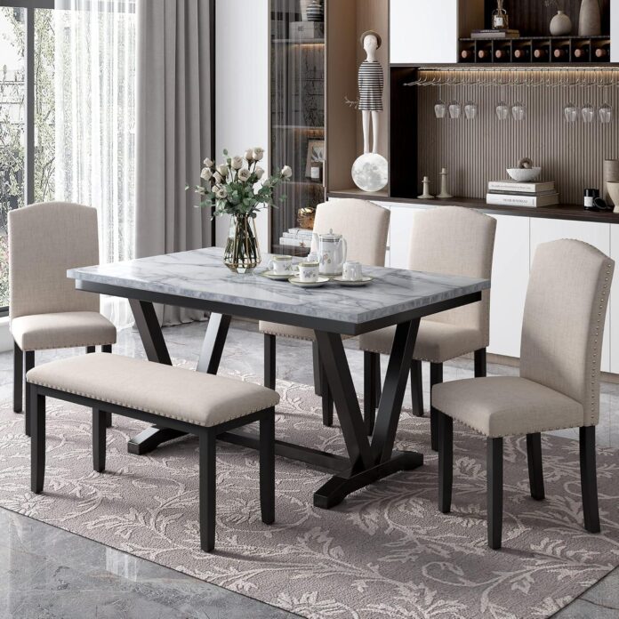 6pcs Kitchen Dining Table Set Fits Your Family Meals