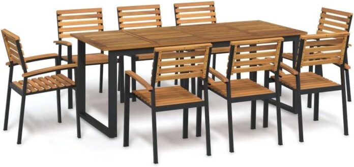 9 Piece Patio Dining Set Acacia Metal Your Outdoor Meals