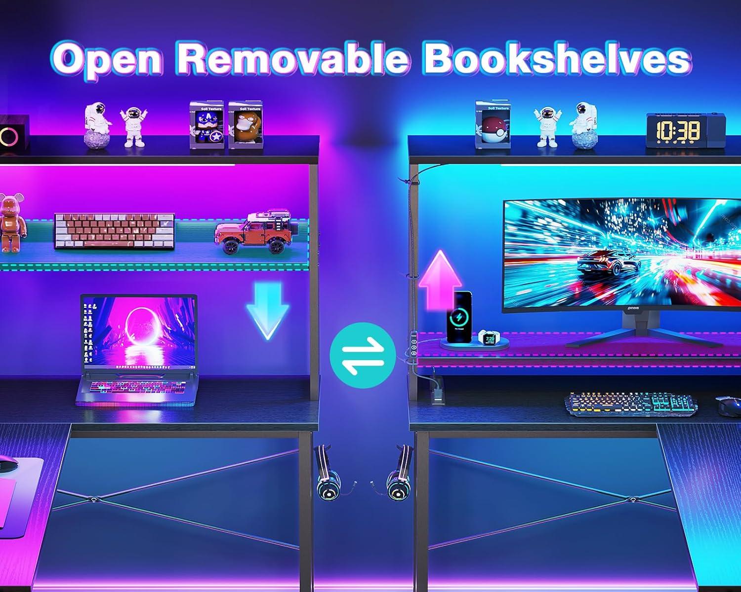 AODK L shaped Desk —​ your corner setup with LEDs & outlets