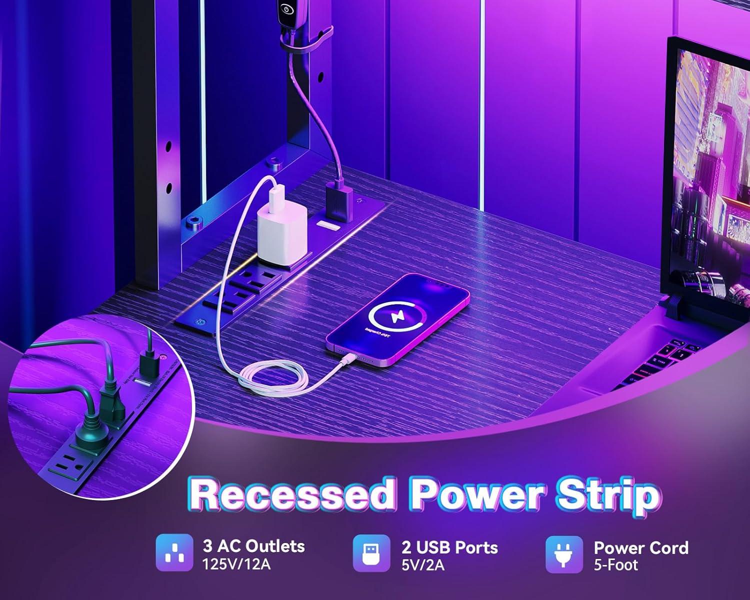 AODK L⁤ Shaped Desk — your corner setup with ⁣LEDs & outlets