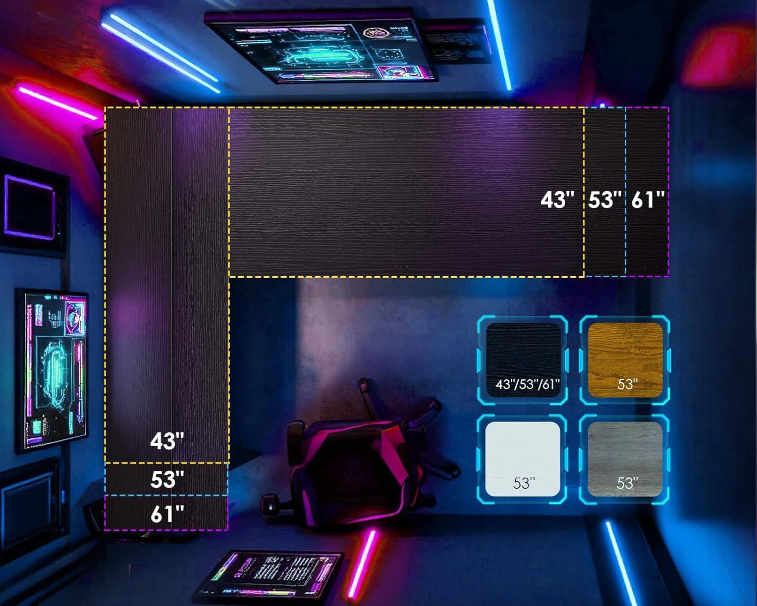 AODK L Shaped Desk — your corner setup with LEDs & ‌outlets