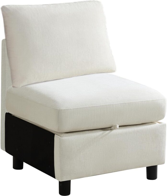 Chenille Middle Seat Module Softens A Cluttered Living Room
