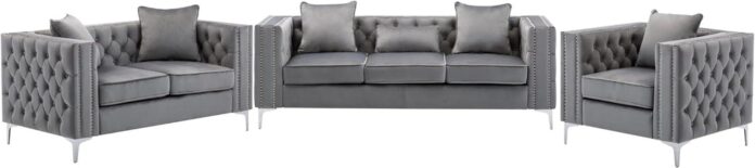 Daesar 3 Piece Couch Set Velvet Low Back For Your Space