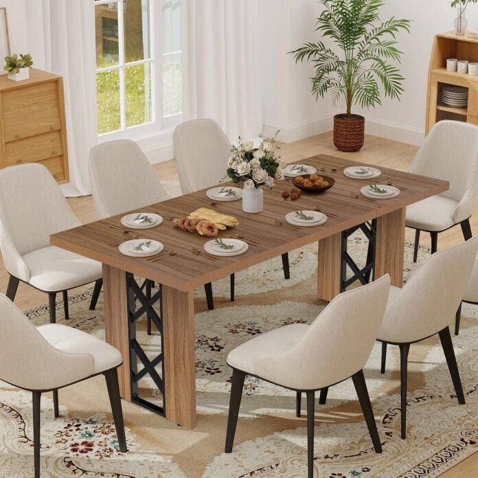 Elecwish Wood Dining Table Framing The Dining Area