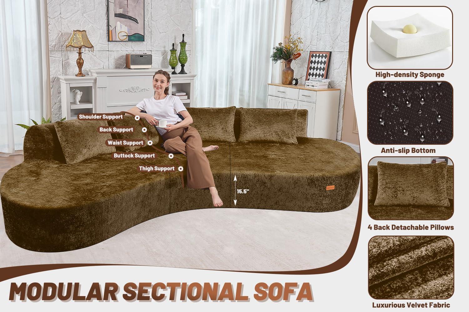 HABUTWAY ​104'' Modular Sectional⁣ Sofa: it fits your ‌space