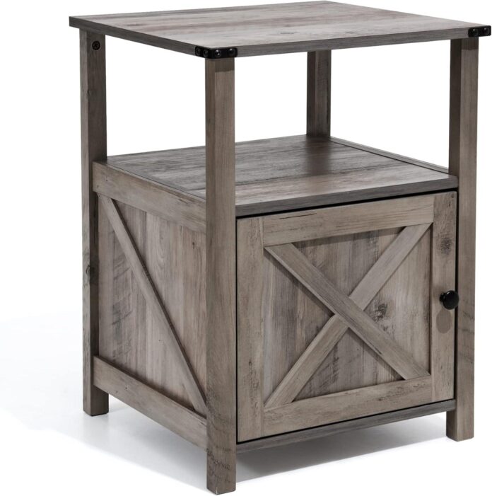 JOINHOM Farmhouse Nightstand with Barn Door in your room