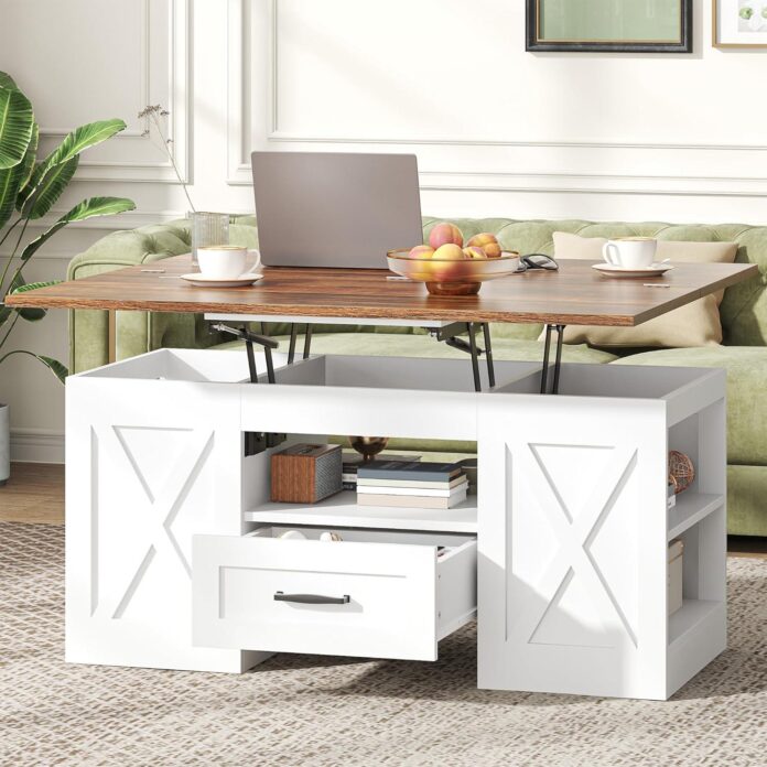 Nosepen lift-top coffee table anchoring the living area