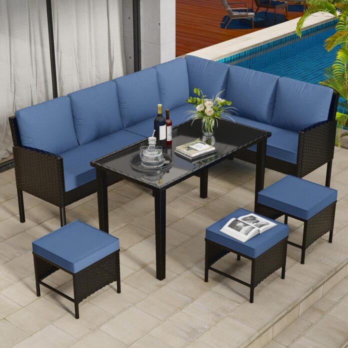 Patio Pe Rattan Corner Sofa Set Framing The Poolside Lounge Patio Pe Rattan Corner Sofa Set Framing The Poolside Lounge