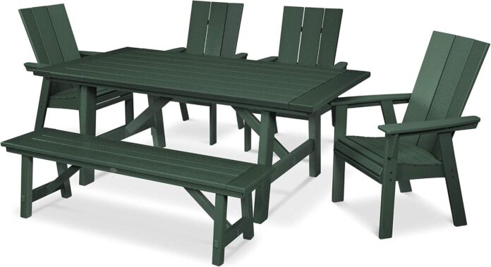 Polywood® Modern Adirondack Dining Set Green For Your Patio Polywood® Modern Adirondack Dining Set Green For Your Patio