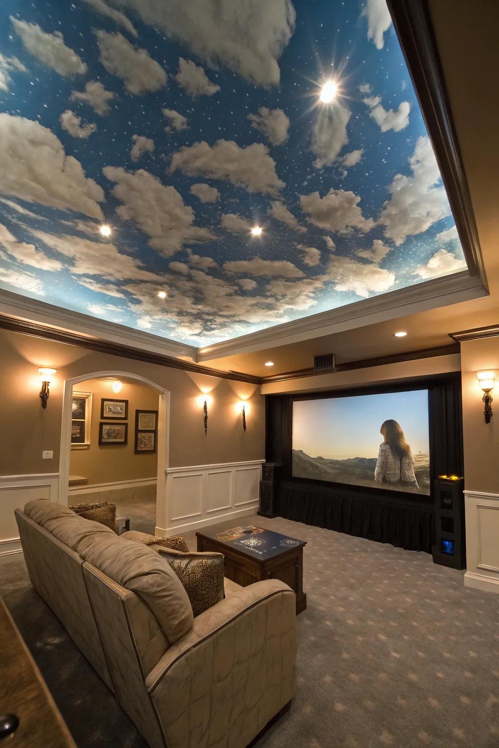 Create an airy feel with sky-themed ceilings.