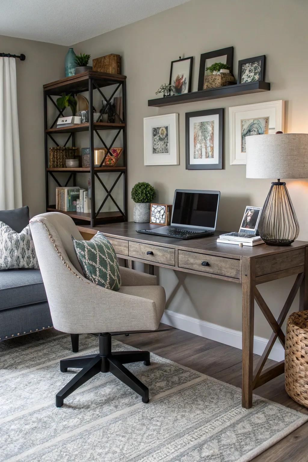 Create a functional home office in a small corner.