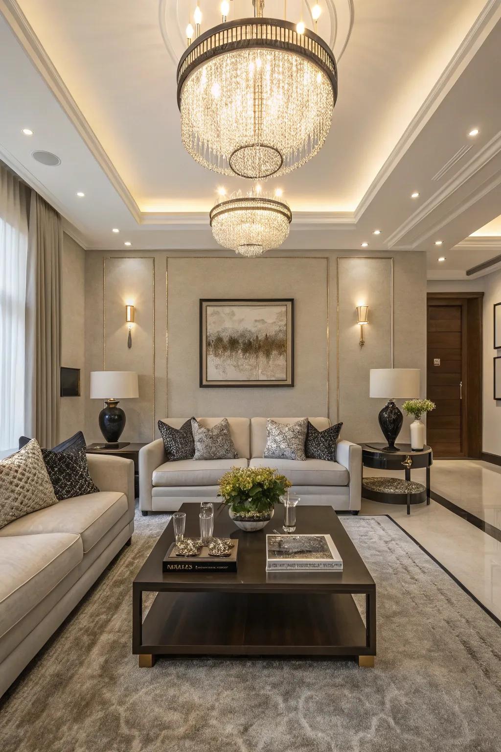 Center table uniting the living room seating.