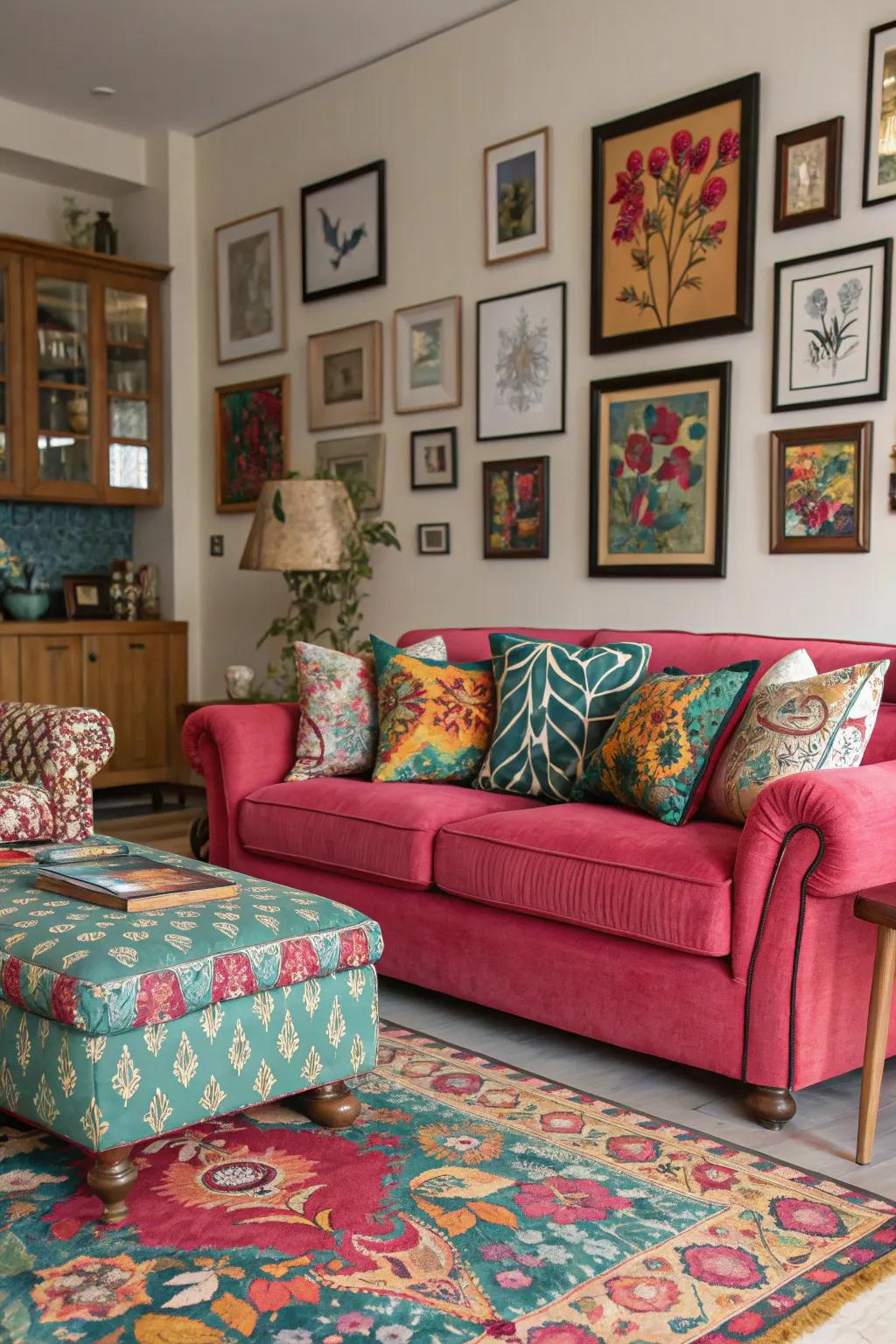 Colorful living room arrangement reflecting vibrant style.