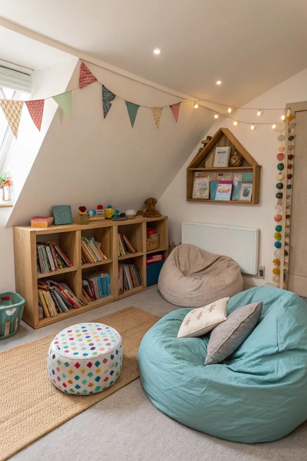 A welcoming reading nook invites children into the captivating realm of books.