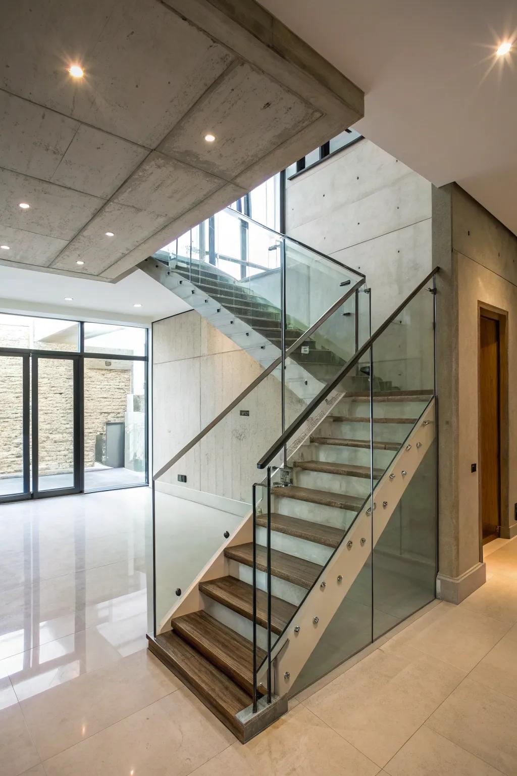 Glass railings provide safety while maintaining openness.