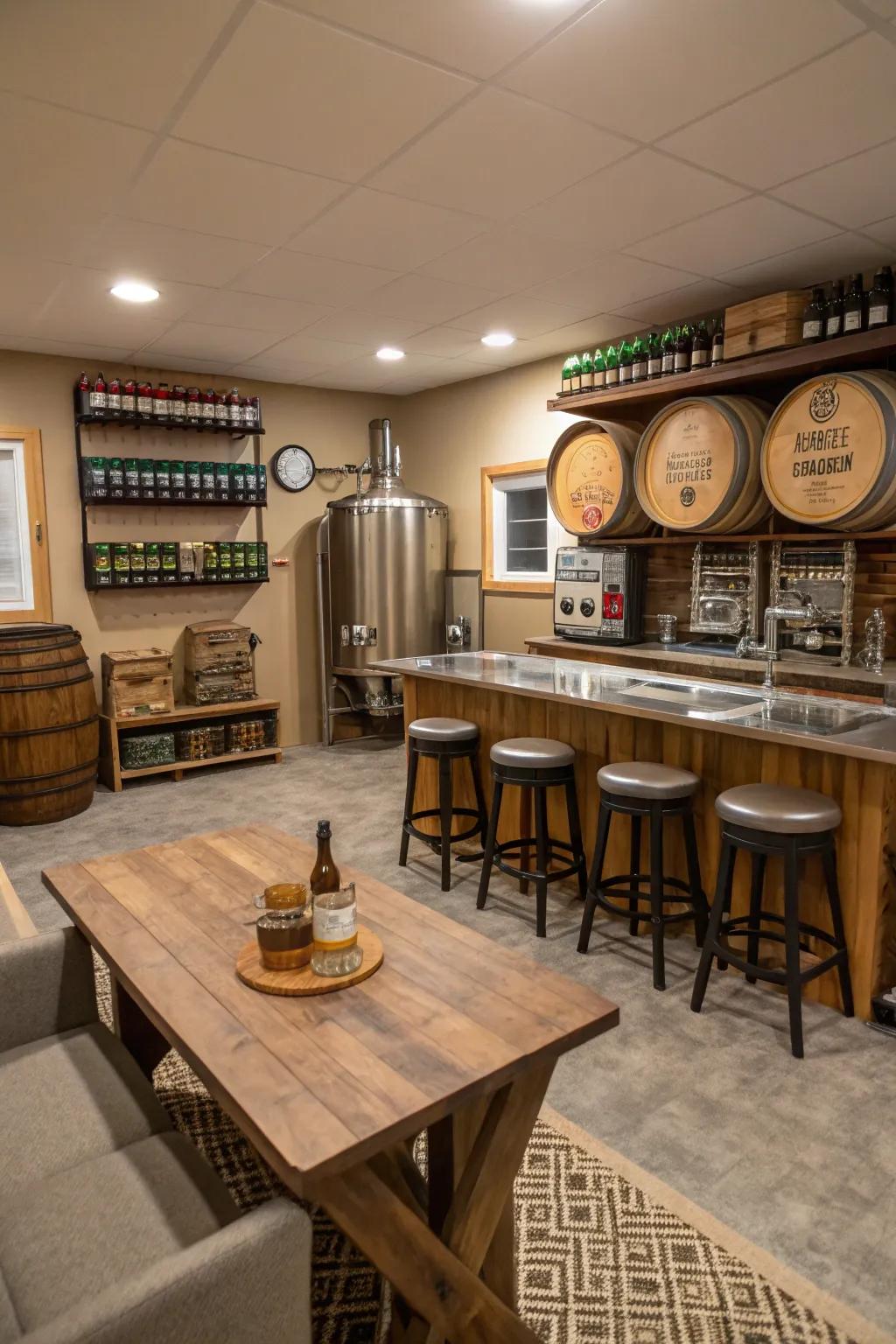 Create unique brews with a home brewery setup.