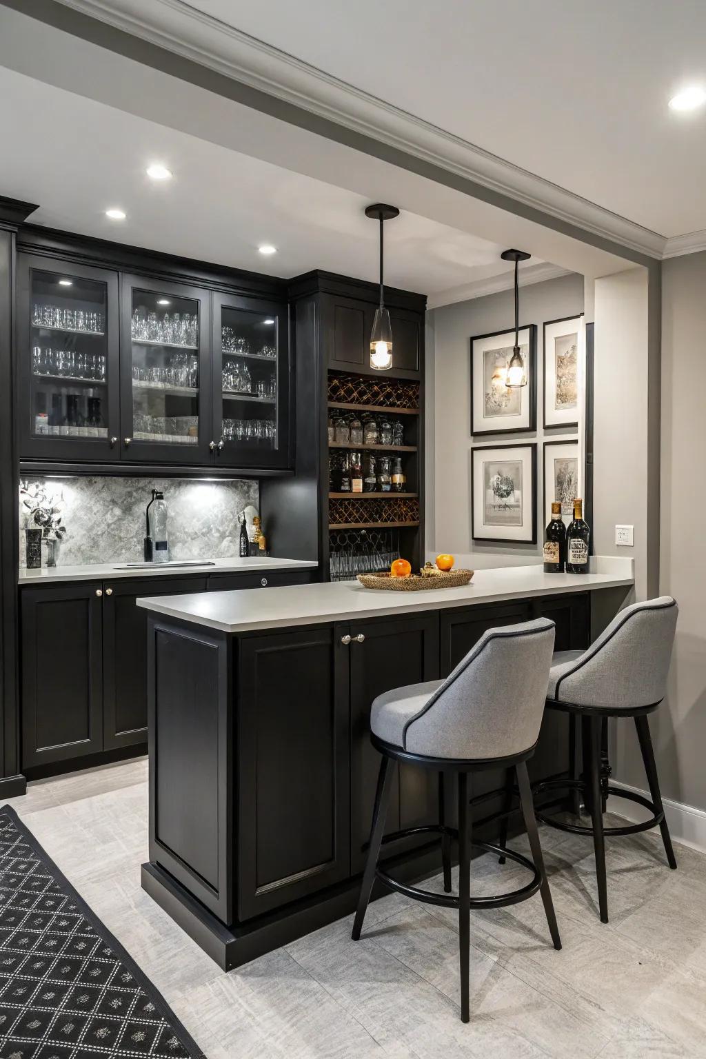 Sleek elegance with a minimalist modern bar.