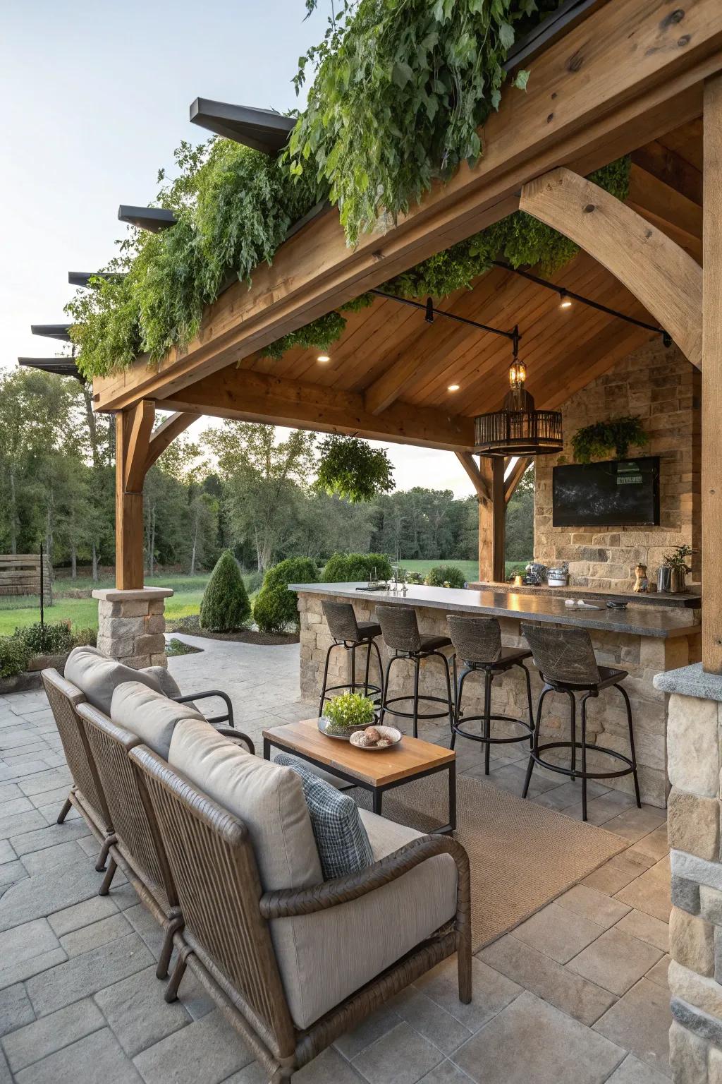 Enjoy nature with an outdoor bar retreat.