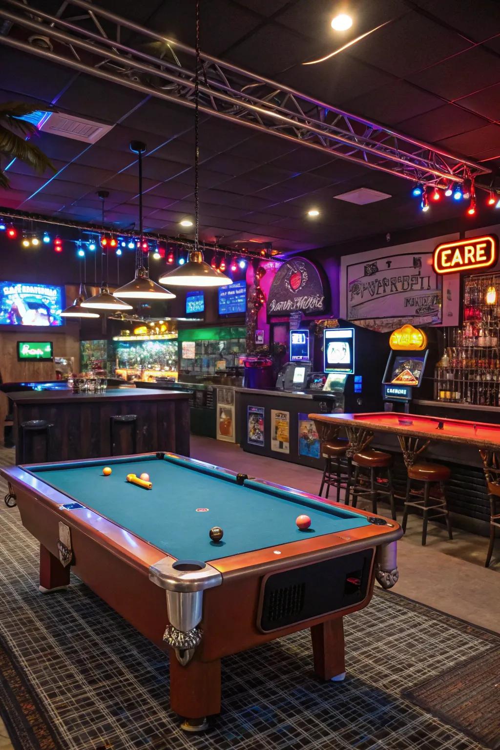 Keep the fun going with a game room bar.