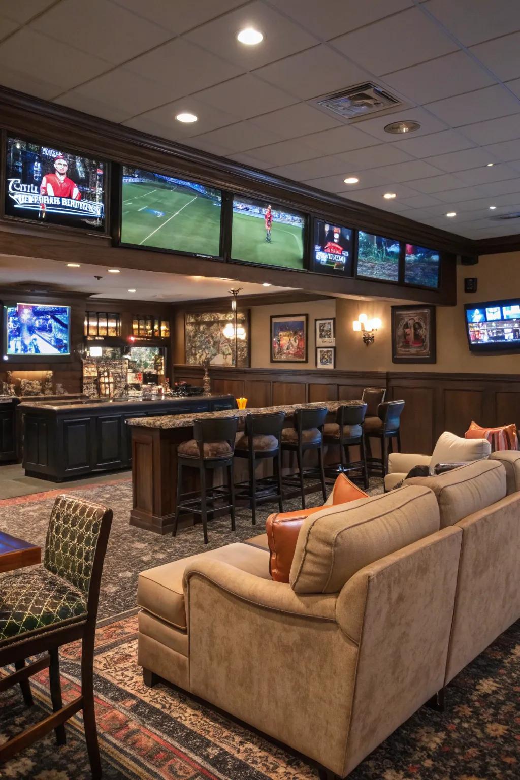 Enjoy every game with a sports bar setup.