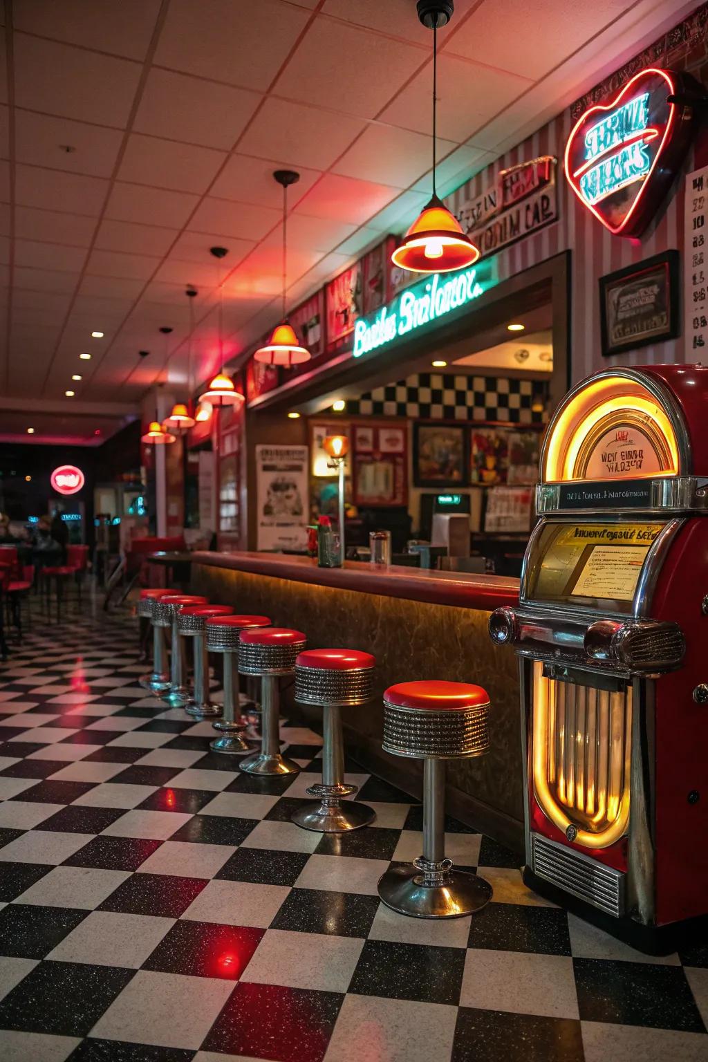 Step back in time with a retro diner bar.