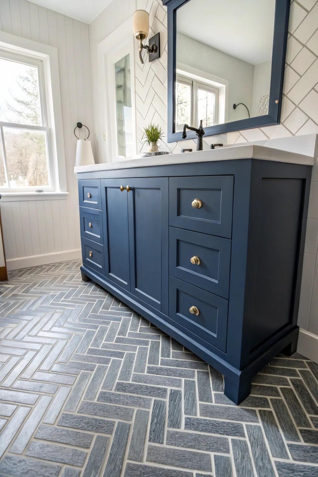 Chevron tiles add dynamic visual interest.