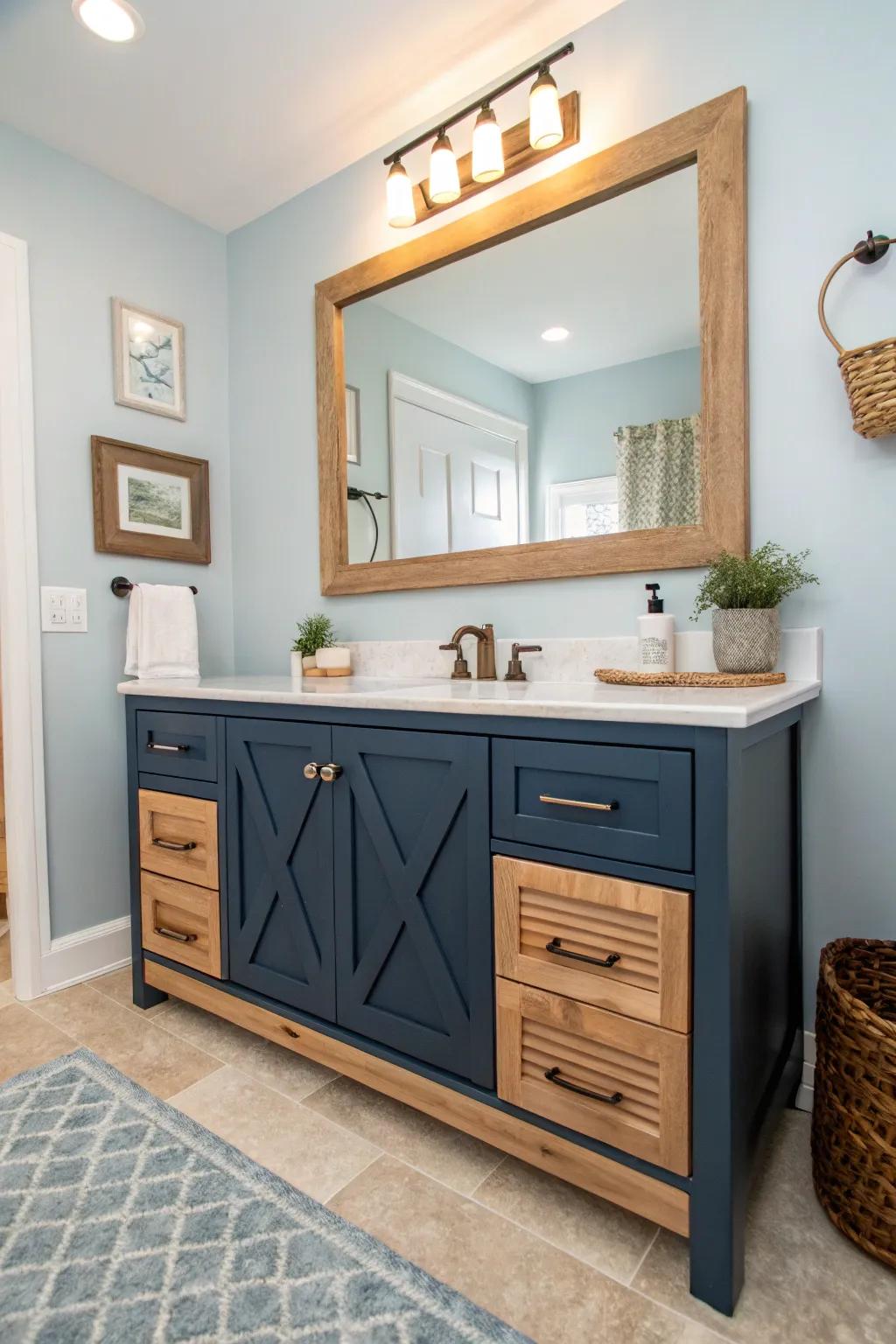 Natural materials evoke coastal serenity.