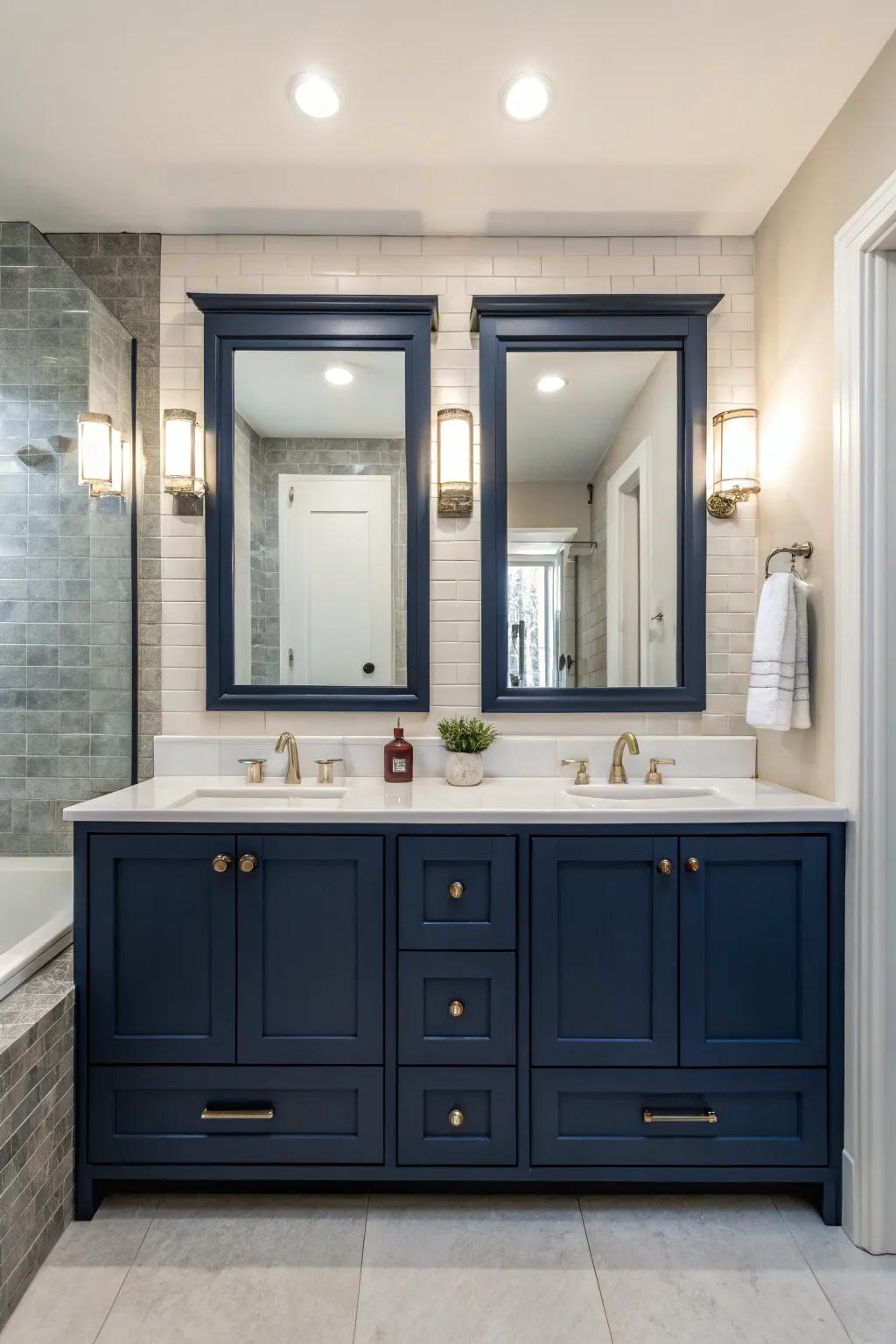 Dual vanities combine style and convenience.