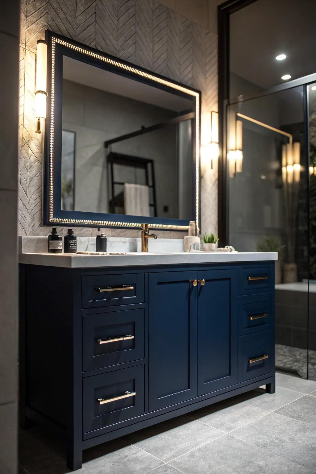 Accent lighting adds drama and focus.