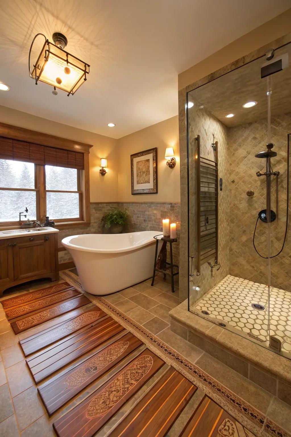 Heated floors providing cozy warmth in the bathroom.