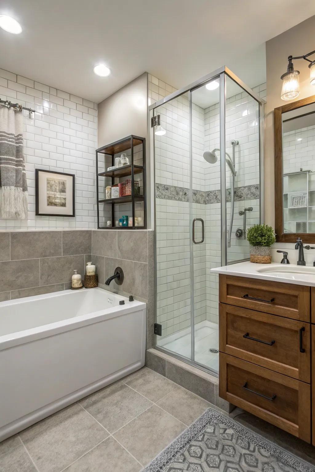 Smart bathroom layout maximizing space and usability.