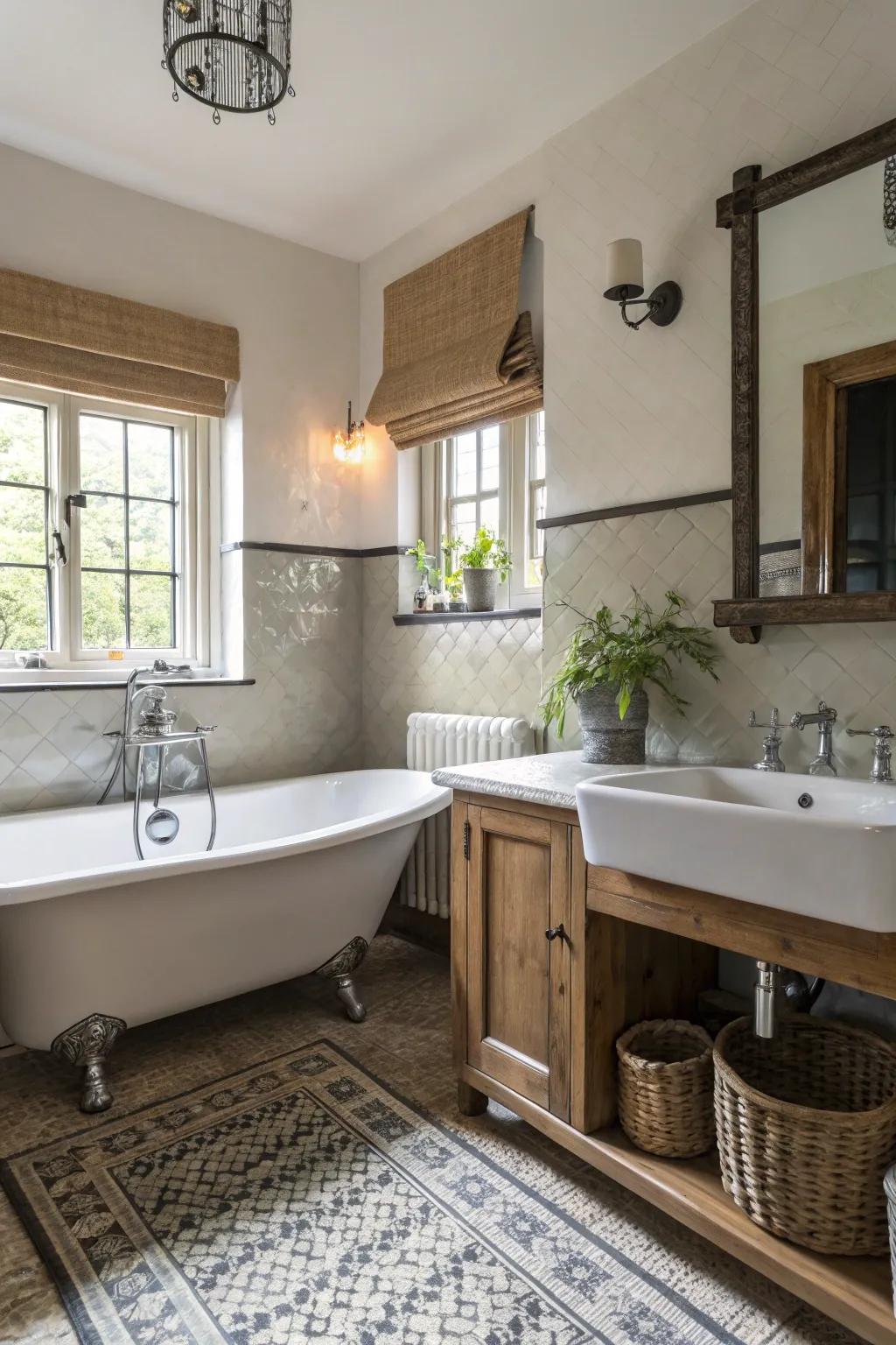 Classic fixtures adding timeless character to the bathroom.