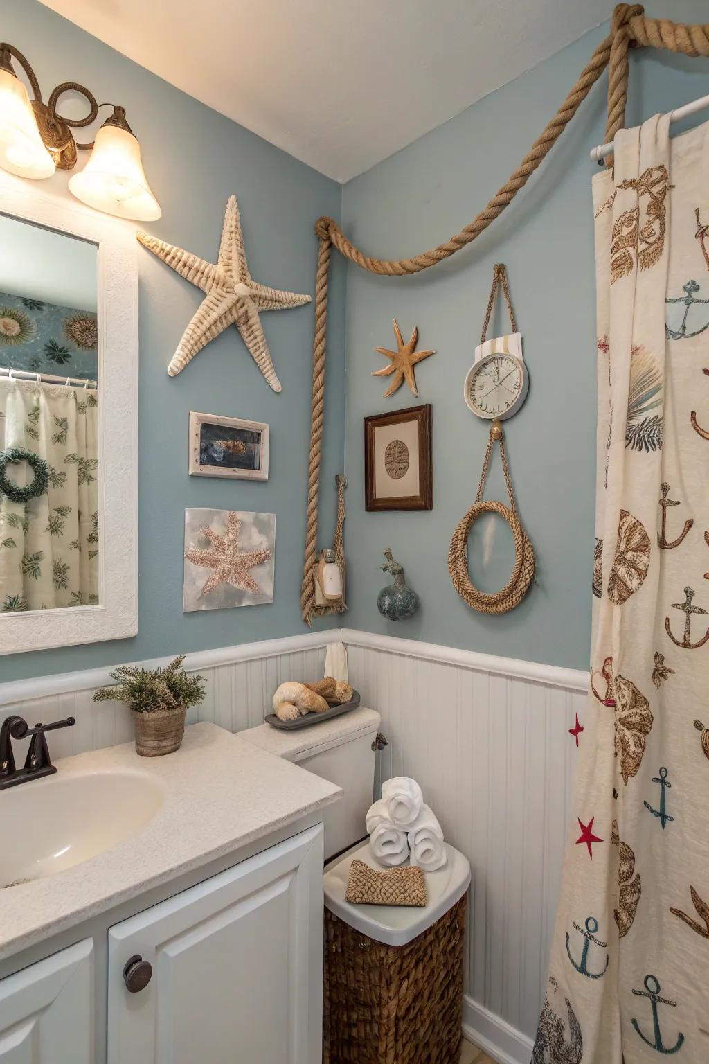 Seashells and starfish add a unique, beach-inspired touch.