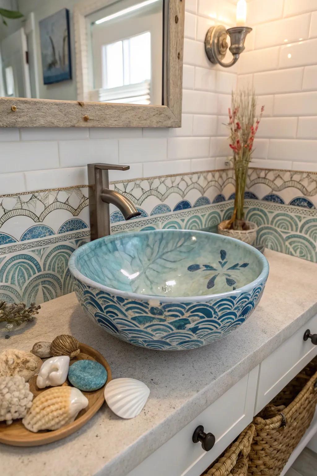 A unique washbasin adds character and bold style to your bathroom.