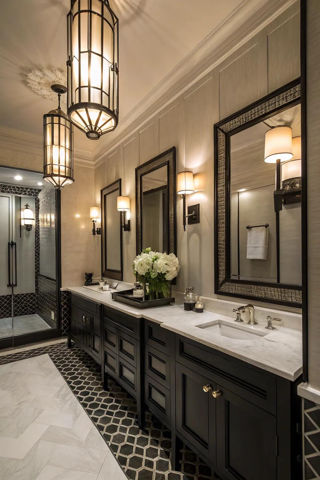 Layered lighting enhances the cozy ambiance.