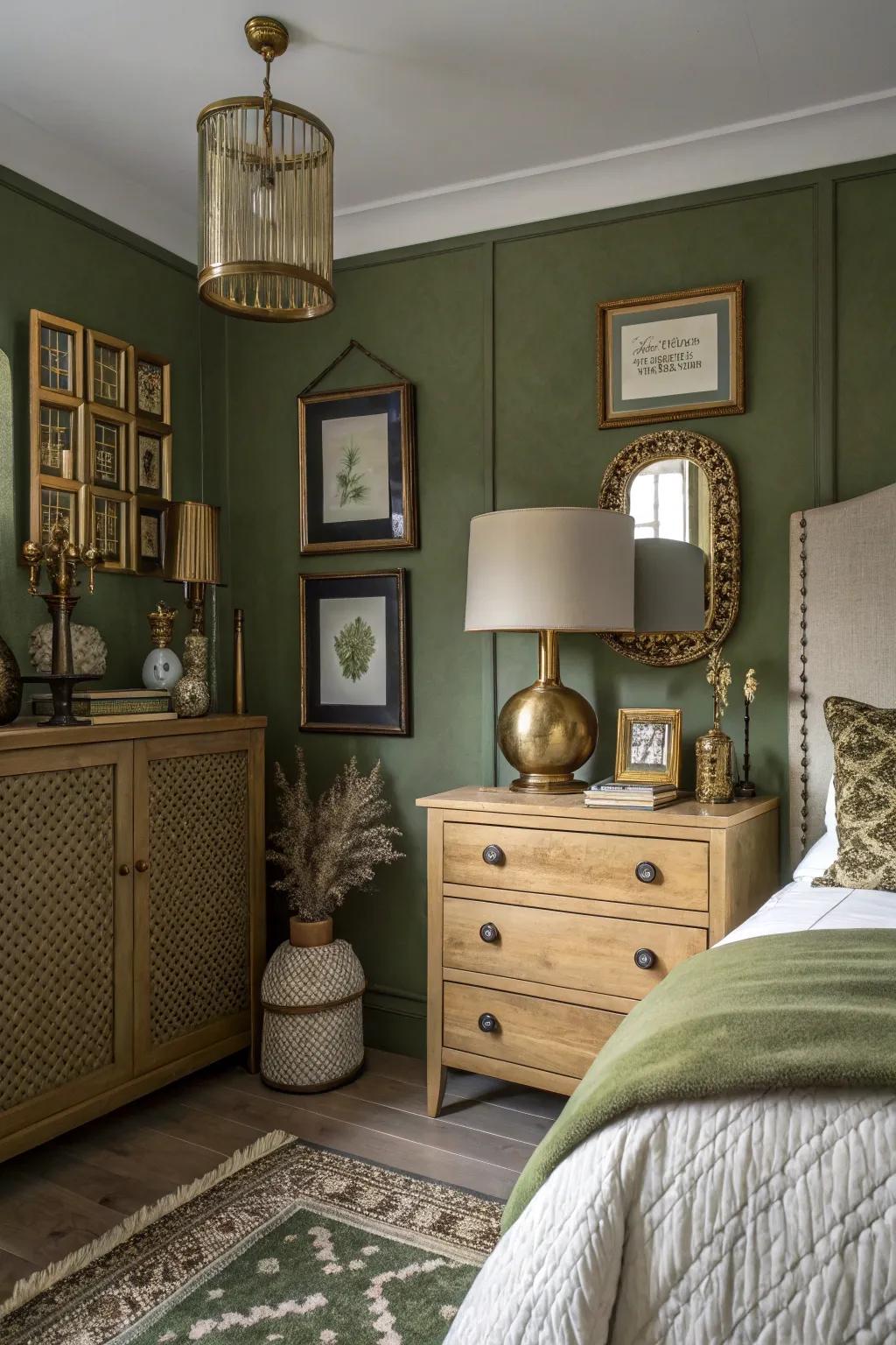 Olive green adds a nostalgic and warm feel.