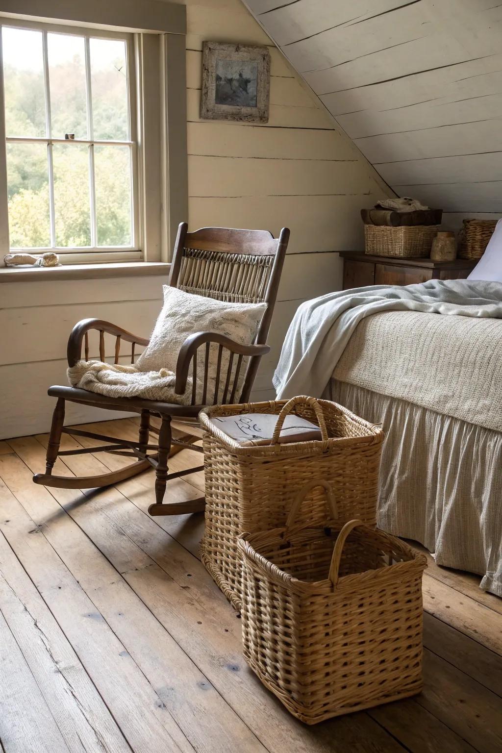 Woven accents add texture and charm.