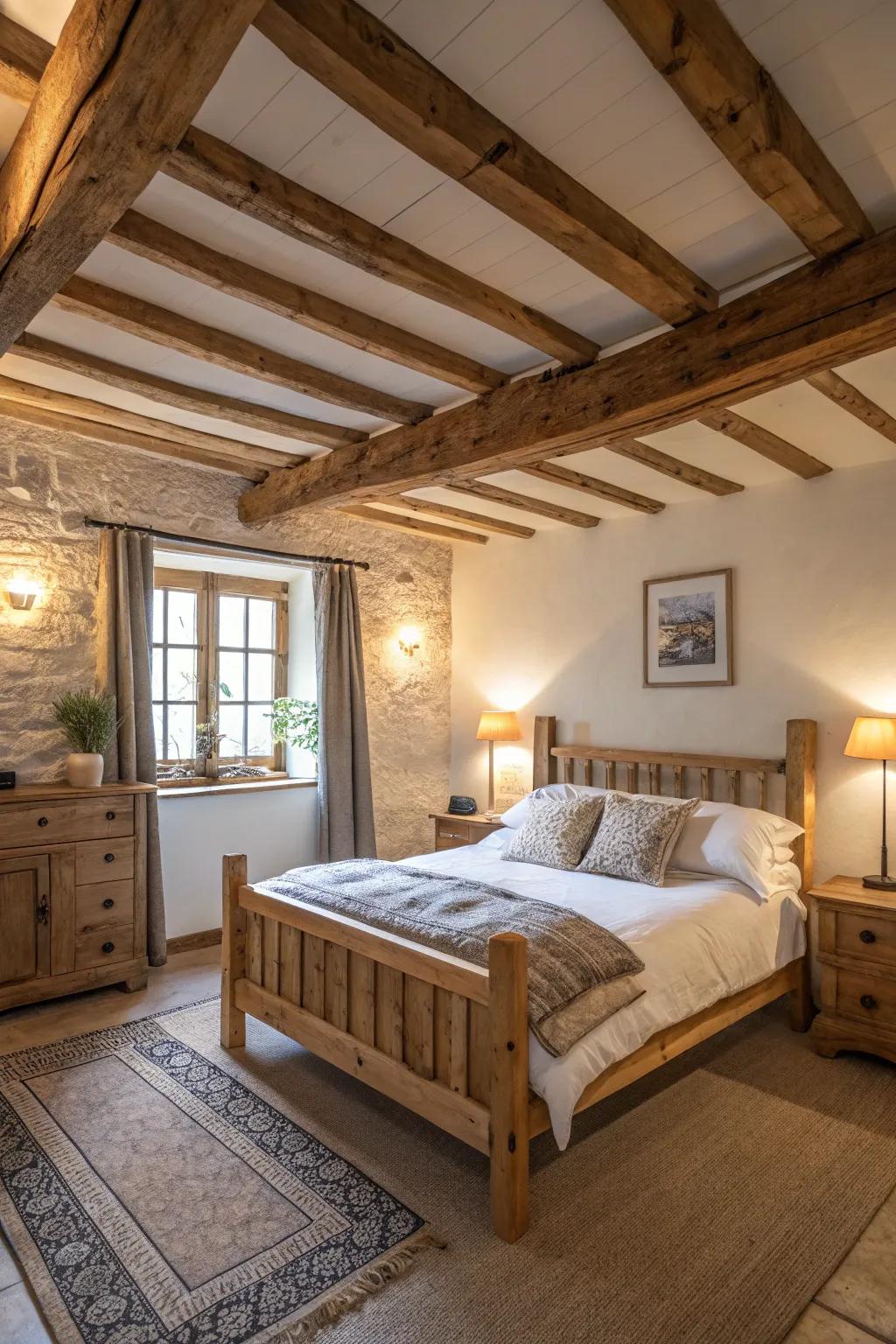 Wood accents add rustic warmth.