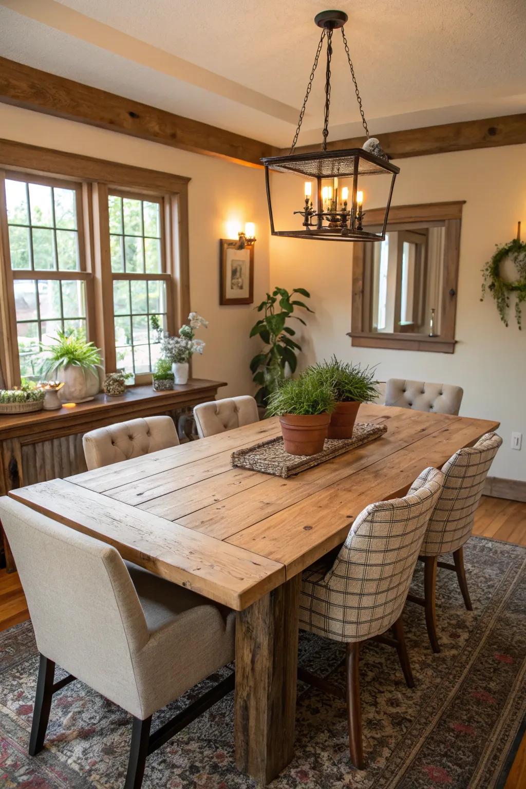 Natural elements create harmony between interior and exterior spaces.